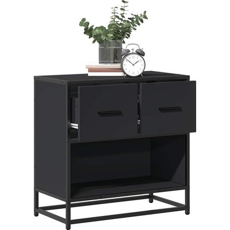 Nachttisch Schwarz 60x31x60 cm Holzwerkstoff und Metall