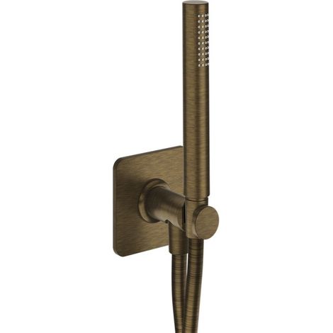 Ensemble applique prise d'eau douchette flexible ronde Vieux Bronze Mat - CRISTINA ONDYNA FA47593