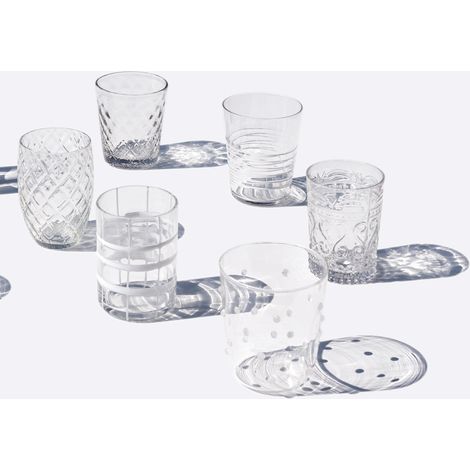 Zafferano Melting Pot Set 6 Bicchieri Monocolore - Trasparente - Vetro Soffiato a Mano, 32 cl - Tumbler Artigianali per Acqua e Cocktail
