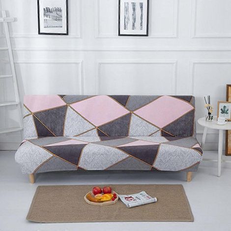 Dimensions géométriques du canapé. Housse de canapé pliable avec accoudoirs, sans accoudoirs, en spandex, imprimé moderne et ajusté.