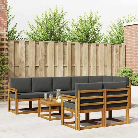 Outdoor-Sofagarnitur mit Kissen 9 pcs Natur und Anthrazit (1/5)