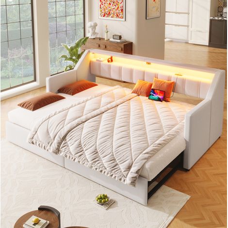 Cama Nido 90x200 Cm Con Lecho Extensible Beige (1/5)