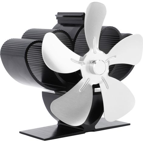 Ventilateur de poêle à bois à combustion efficace, en alliage d'aluminium, silencieux et durable, pour cheminée à bûches, couleur argent. (1/5)