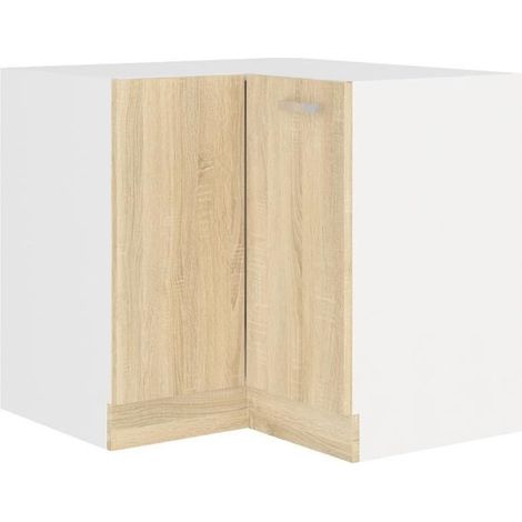 SARA Meuble bas d'angle - Décor chêne sonoma - L83xL83xP48xH82cm - Plan de travail non inclus (1/5)