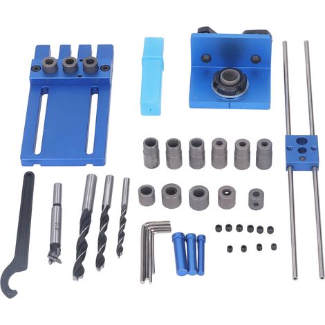 Kit de gabarit de perçage 3 en 1 en alliage d'aluminium réglable, résistant à l'usure, pour menuiserie et assemblage de trous de poche. (1/5)