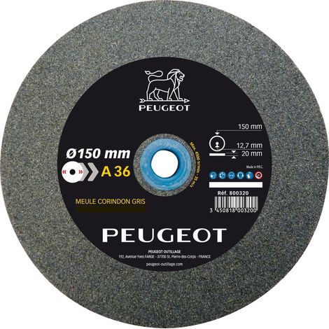 Peugeot – Meule à touret 150 mm – Grain 36 pour meulage métal – Épaisseur 20 mm – Performance optimale pour travaux intensifs