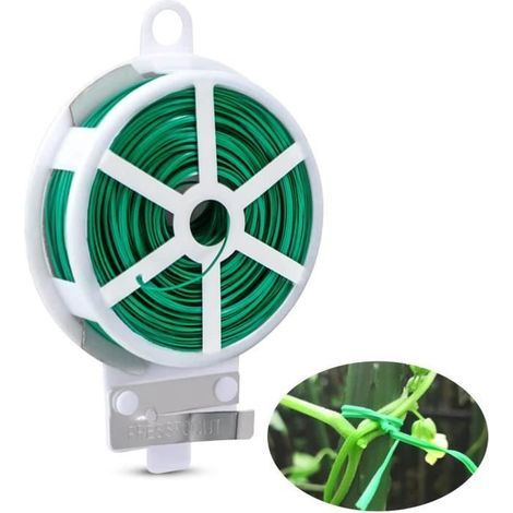 Garden Wire - Unknown Brand - 100m - Green - Garden Wire Clips (1/4)