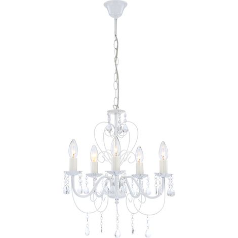 Elegante lampadario a sospensione lustro a soffitto bianco in un set che include lampadine a LED