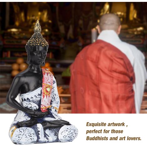 Statue de Bouddha Méditation en Résine Bleue pour Décoration Zen et Cadeau Spirituel (1/4)