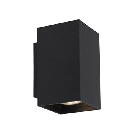 QAZQA + Moderno Lámpara de pared inteligente moderna negra con 2 GU10 WiFi - Sandy Acero Rectangular Adecuado para LED Max. 2 x 5 Watt