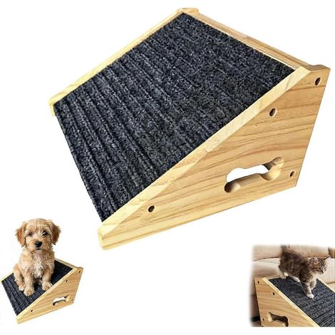 Rampe escalier bois antidérapante réglable pour chien, portable canapé‑lit‑escalier pour 1 chien (1/5)