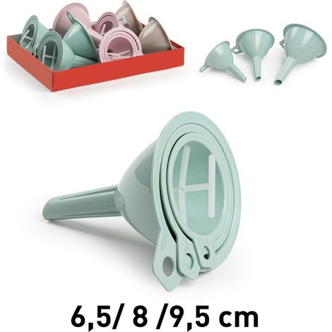 TrAdE Shop Traesio - Set 3 Pezzi Imbuti Imbuto In Plastica Colorata Cucina Accessori 3 Misure 115411a -