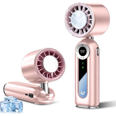 Mini ventilateur turbo pliable 4000mAh 14h autonomie 199 vitesses refroidissement à semi-conducteur rose (1/5)