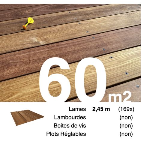 Planches de terrasse bois exotique CUMARU pour 60 m² • Longueur 2,45 m • Livraison gratuite (1/4)