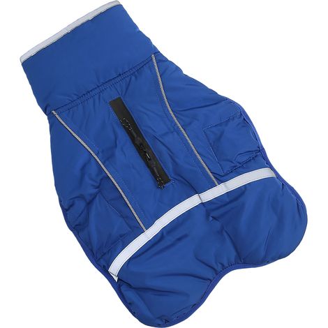 Vêtements d'hiver pour animaux de compagnie - Veste chaude réfléchissante, épaisse et imperméable pour chiens de petite et moyenne taille (automne/hiver) - Bleu - Taille XXL (1/5)