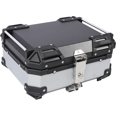 Boîte Supérieure de Moto, Verrouillage de sécurité 25L, Coffre en Aluminium pour Casque et Bagages, Poussière et Eau, Plaque Inférieure à Libération Rapide Résistante à L'eau, (1/5)