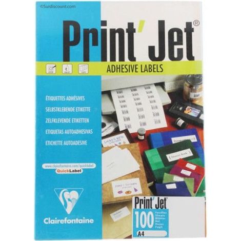 Boite de 650 étiquettes - Format 38,1 x 21,2 mm - Print'Jet - 84601 - Clairefontaine