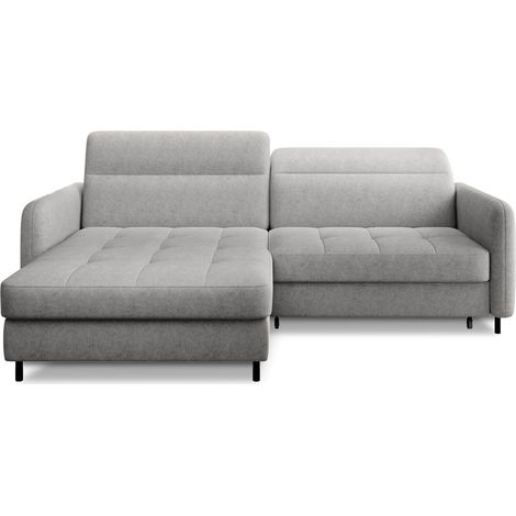 Petit canapé d’angle convertible tissu Kunder angle gauche-Gris clair-angle gauche (1/5)