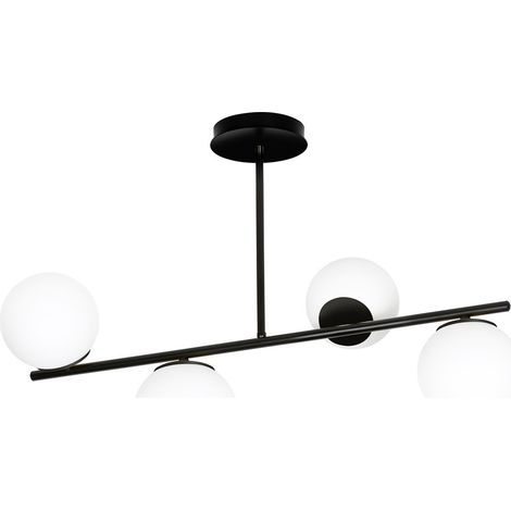 Plafonnier Emibig BIOR noir/blanc verre 4xE14 80 cm (1/5)