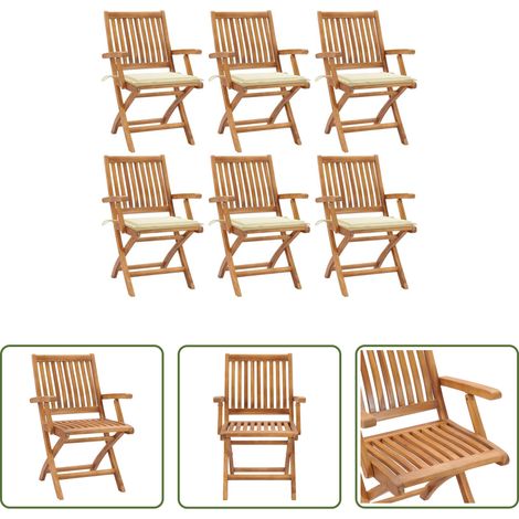 Klappbare Gartenstühle - Klappbare Gartenstühle mit Kissen 6 Stk. Massivholz Teak (1/5)