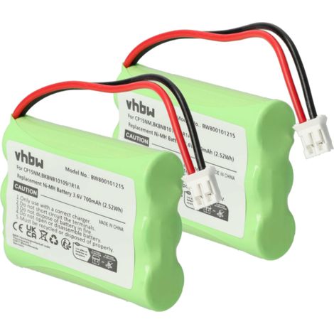 vhbw 2x Akku Ersatz für 525734-001, TFL3X44AAA650-CD77-01B für schnurlos Festnetz Telefon (700 mAh, 3,6 V, NiMH)