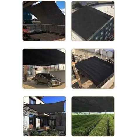 Handgefertigtes Sonnensegel - Rechteckig 2 m x 3 m - Schwarz - UV-Schutz (Beinhaltet zehn Seile) (1/5)