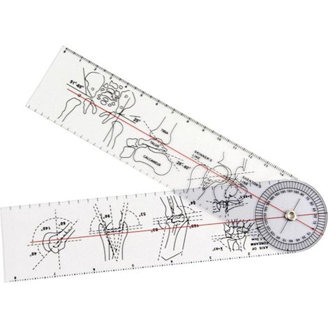 Orthopädisches Lineal, orthopädisches Goniometer, transparentes orthopädisches Winkellineal aus Kunststoff, medizinisches Winkellineal zur Messung orthopädischer Gelenke