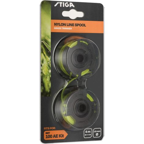 STIGA 1911-9292-01 Bobina Con Filo, Ricambio Per SGT100E, GT100E E MTR20LI – Diam. 1.6 mm, Lung. 4 m – Doppia Bobina, Nessuna Install.