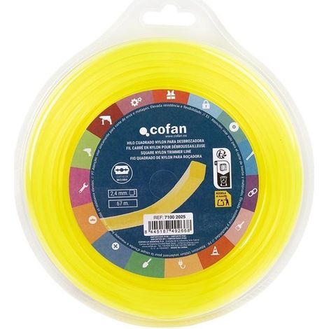 Hilo cuadrado de nylon para desbrozadora 67 m x 2,4 mm (1/5)