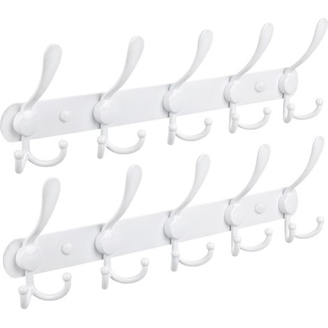 Weiße Wandhalterung, 2 Packungen mit je 15 Haken aus Edelstahl (1/5)