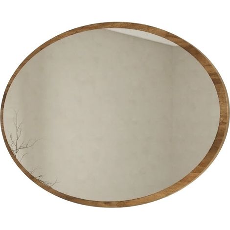 Espejo Trens, Forma Ovalada, Tipo de Pared, Estructura Transparente, 60x90h cm Marrón Nogal