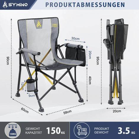 Symino Campingstuhl Faltbar mit Atmungsaktivem Nylonnetz - Anglersessel klappbar - Tragbarer Bequem Klappstuhl Gartenstuhl Relaxsessel Sessel Belastbarkeit bis 150 kg