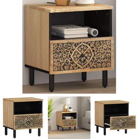 The Living Store Nachttisch 40x33x46 cm Massivholz Mango - Nachttische (1/5)