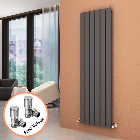 ELEGANT Central Heating Vertical Radiator Anthracite 1600 x 452 mm Designer Vertical Radiators with Angled Radiator Valves Single Flat Panel (1/5)