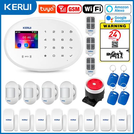 (Pack 5) Système d'alarme domestique, prend en charge l'alarme antivol WiFi GSM, alarme sans fil 433 MHz, compatible avec Tuya Smart Home. (1/5)