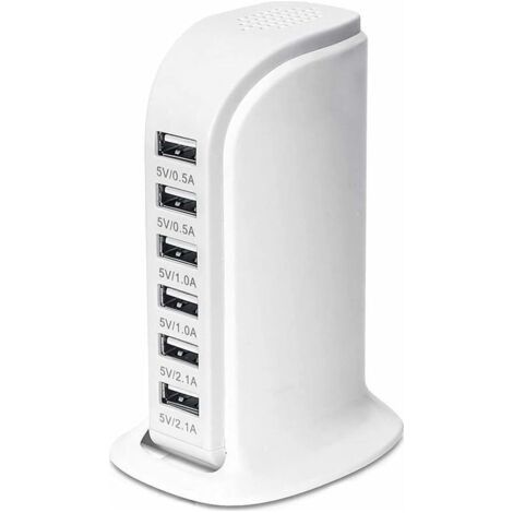 Chargeur USB 30W à 6 ports – Smart Detect pour charge rapide – Compatible iPhone, Galaxy, tablettes – Sécurité renforcée (1/5)