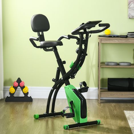2-in-1-Klapp-Heimtrainer, 8-stufig einstellbarer Magnetwiderstand, leiser Heimtrainer mit Herzfrequenzsensor, Armbändern, LCD-Bildschirm, 2,5 kg Schwungrad, Grün