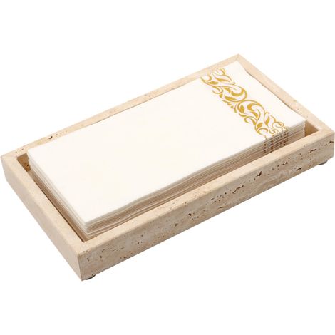 Beyamis Porte-serviettes travertin – 24,6x14cm, marbre beige, salle de bain moderne (1/5)