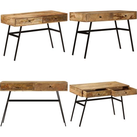 Scrivania con Cassetti in Legno Massello di Mango 110x50x76 cm - Scrivania industriale - Scrivania con cassetti