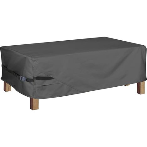 Housse imperméable pour table basse de terrasse, tissu Oxford 210D, protection de meubles anti-poussière avec sangles coupe-vent pour jardin (86,4 x 50,8 x 40,6 cm, noir) (1/5)