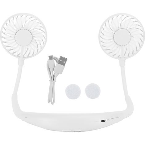 Ventilateur de cou portable et rechargeable pour le sport et l'aromathérapie, avec lumière et pliable – Blanc (1/5)