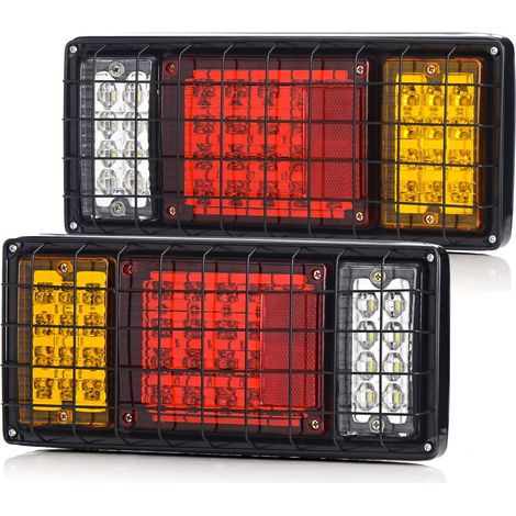 Kit de 2 feux arrière de remorque 40 LED, feux de freinage, clignotants, feux de recul, étanches, adaptés aux camions 10-30 V, camping-cars, UTV, bateaux (1/4)