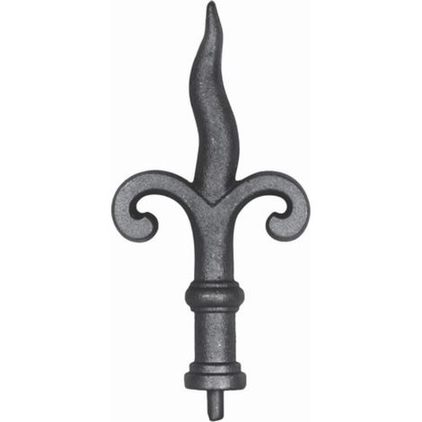 Pointe de lance flamme - H190mm L100mm base ronde pleine avec tige Ø30mm - Fonte - À souder - DECO FER FORGE