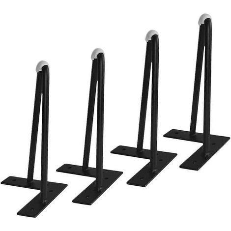 Lot de 4 pieds de meubles en fer de rechange à angle droit, pieds de table, pieds de canapé-lit en métal avec patins antidérapants, 18 cm, noir, pour une utilisation domestique ou à faire soi-même. (1/5)