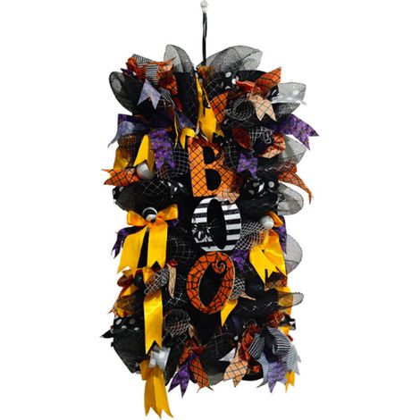 Couronne effrayante pour décoration de porte, citrouille amusante avec toile d'araignée et crochet de suspension, ornement de couronne effrayante (1/5)