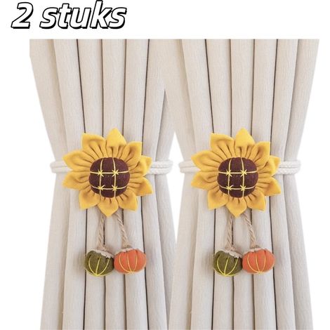 Lot de 2 embrasses pour rideaux - Enrouleurs de rideaux - Style minimaliste - Cordons réglables - Bandes pour enrouleurs de rideaux - Boucles décoratives - Convient pour enrouler les rideaux - Jaune (1/5)
