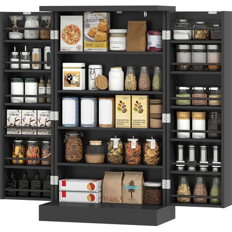 HOMCOM Mobile da Cucina con 5 Ripiani Centrali e 2 Ripiani Laterali a 6 Livelli (1/5)