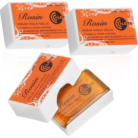 Pieces Natural Rosin for Violin and Cello, Low Dust Rosin for Violin, Rosin for Cello, for Demanding Musicians, Includes Protective Cases (3PCS)