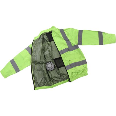 Veste ventilateur sans fil réfléchissante été refroidissement vêtement de travail protection solaire manches longues blanc ventilateur XXXL vert fluo (1/5)