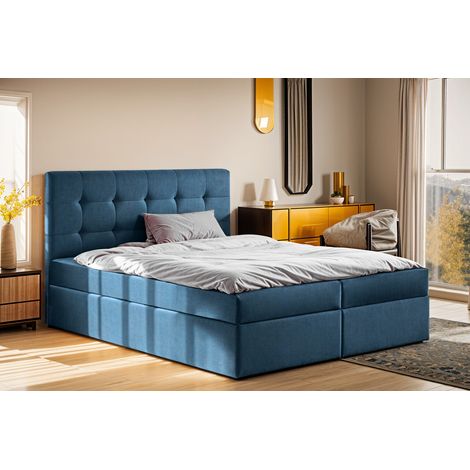 Boxspringbett mit matratze und bettkasten, Schlafbett LUDANO stoff Noel 160x200 cm Blau (1/5)